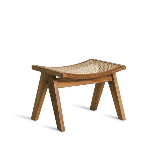 Handcrafted Rattan Stool – Solid Wood & Cane Seating – Modern Minimalist Accent Stool