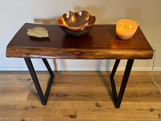 Black Sheesham Live Edge Z Leg End Table