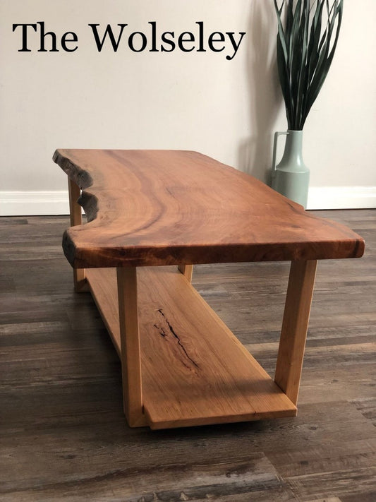 Live Edge Coffee Table: Rustic Farmhouse Mid-Century Modern