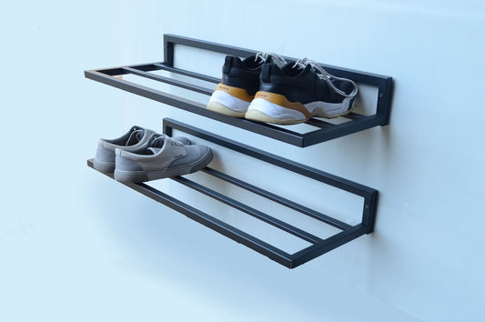 Entryway open Shoe Shelf, Wall Mount Metal Shoe Rack