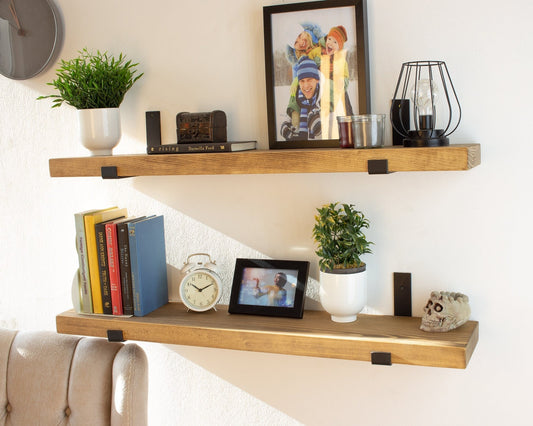 Farmhouse Shelf with Industrial Metal Brackets