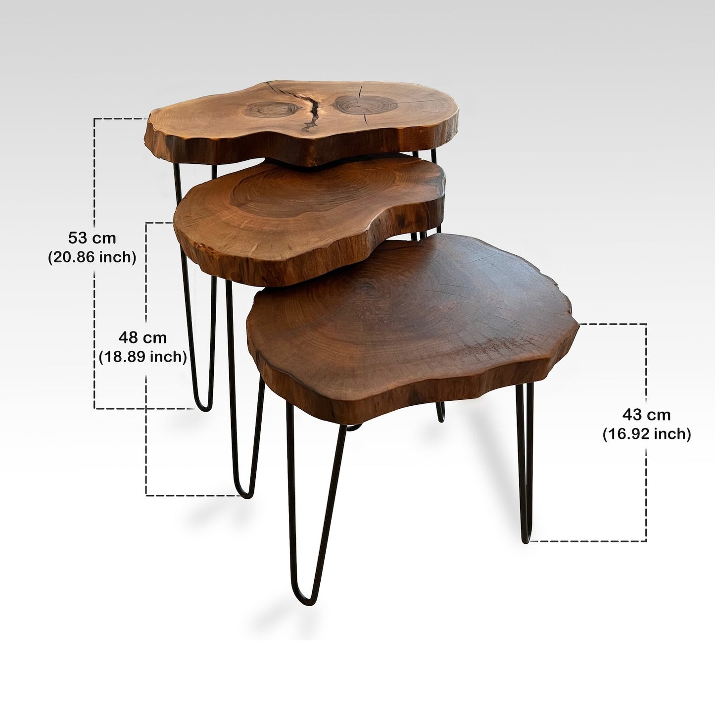 Live Edge Sheesham Coffee Table Set (Individual Tables Available) | Rustic Side Tables