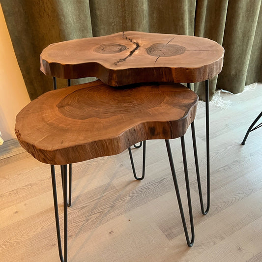 Live Edge Sheesham Coffee Table Set (Individual Tables Available) | Rustic Side Tables