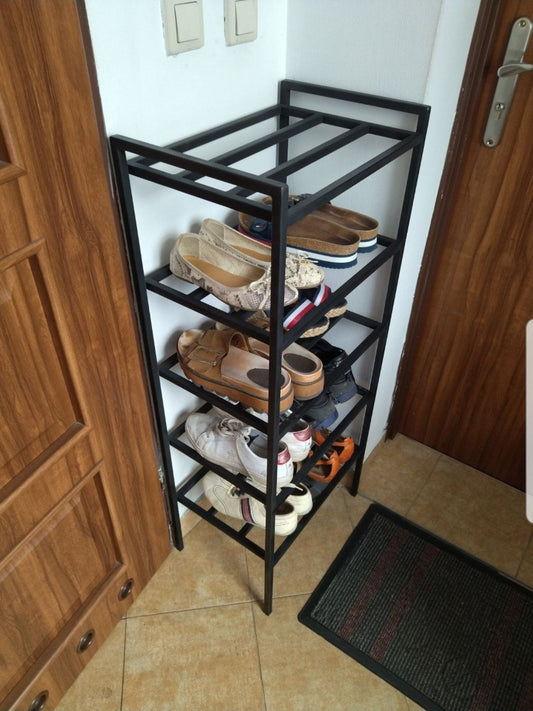 5-Tier Entryway Shoe Rack, Vintage Metal Shoe Rack