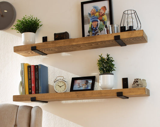 Farmhouse Shelf with Industrial Metal Brackets