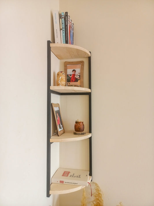 Corner Shelves for Wall, Metal Wood Shelf, Bookshelf