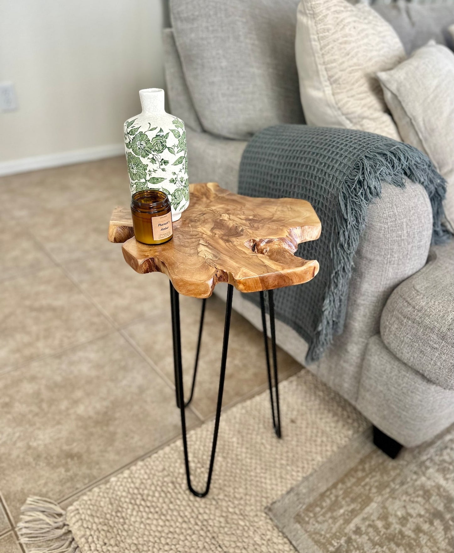 Live Edge Teak Root Wood Slab Table | End Table | Coffee Table