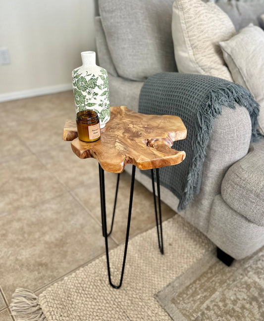 Live Edge Teak Root Wood Slab Table | End Table | Coffee Table