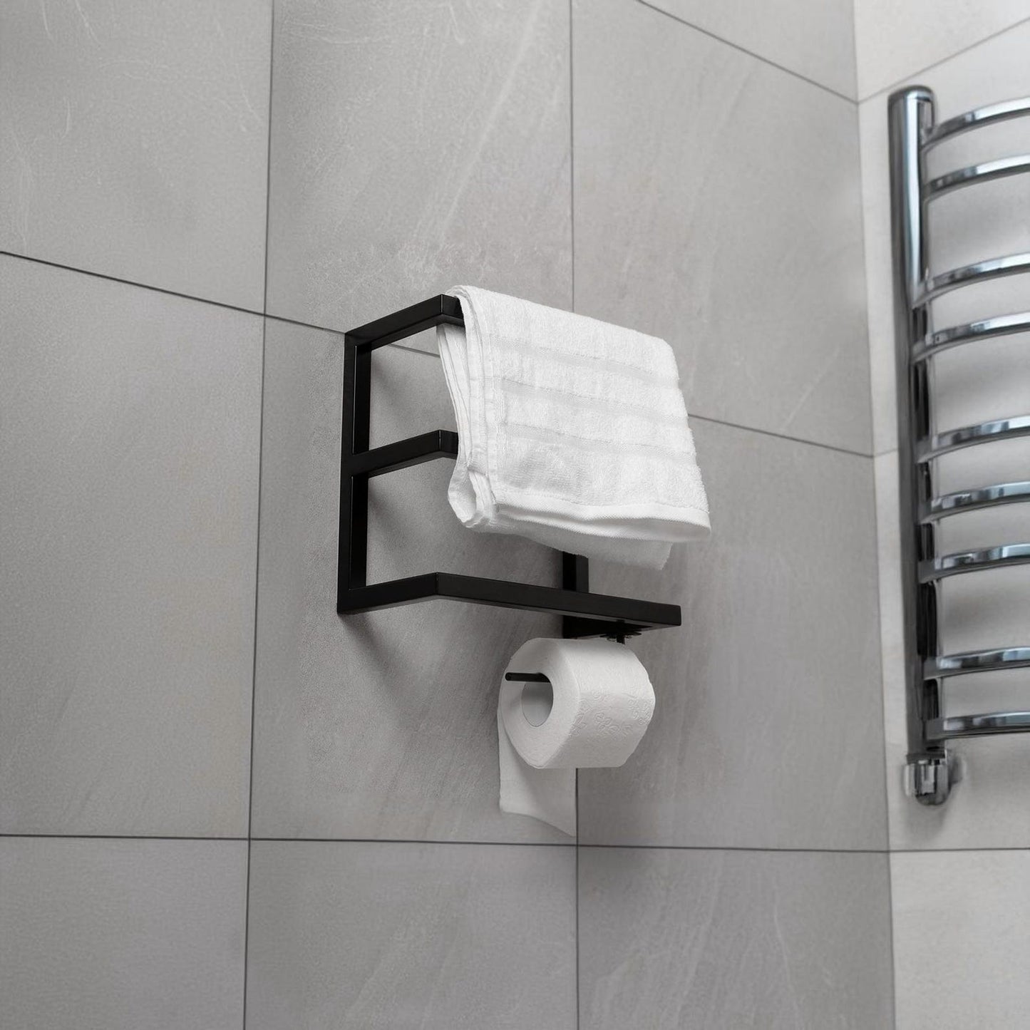 Metal Bathroom Shelf, Toilet Paper Holder Wall Mount