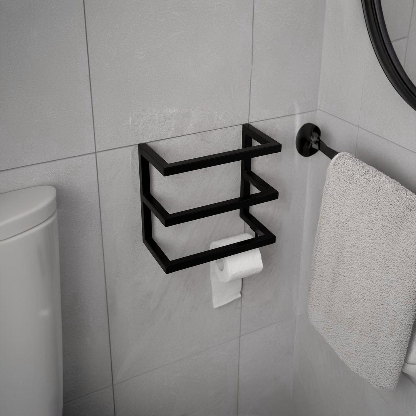 Metal Bathroom Shelf, Toilet Paper Holder Wall Mount