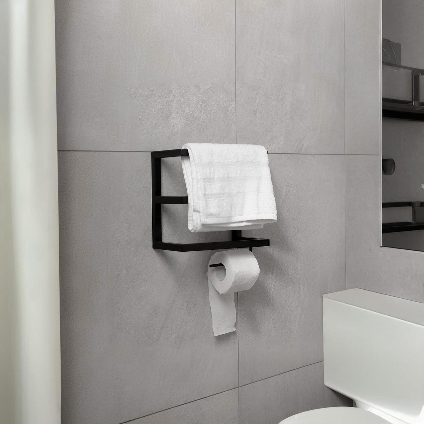 Metal Bathroom Shelf, Toilet Paper Holder Wall Mount