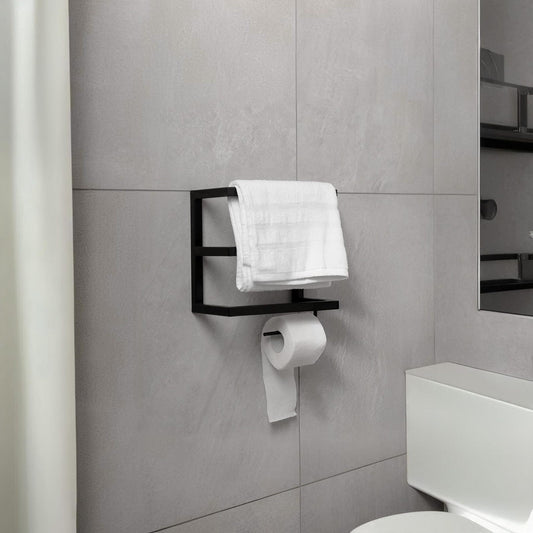 Metal Bathroom Shelf, Toilet Paper Holder Wall Mount
