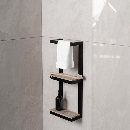 Bathroom Shelf with Towel Bar, Floating bathroom shelf