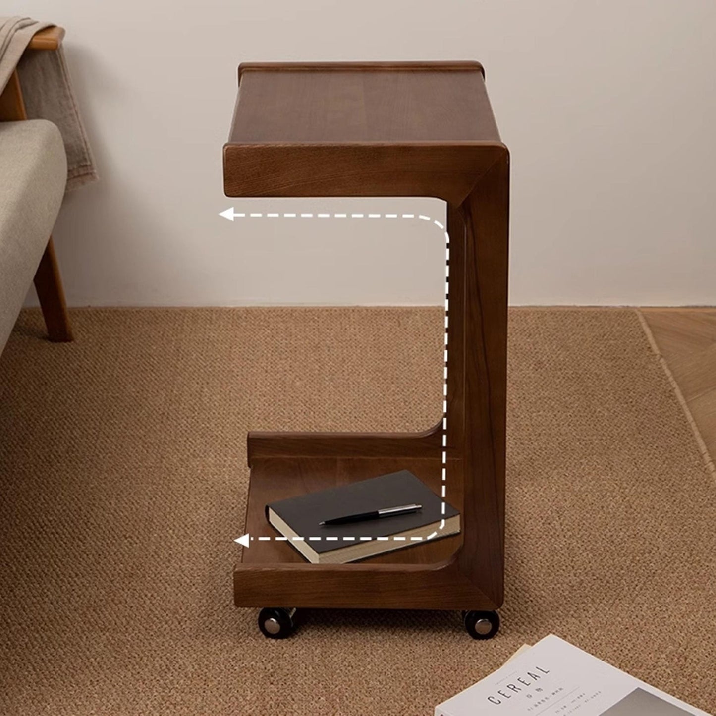 Wooden C-shape side Table for Sofa