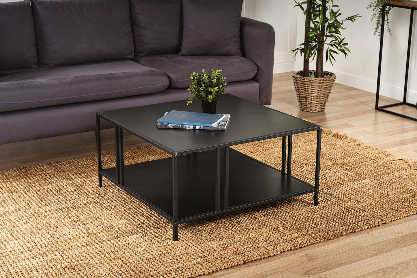 Black Coffee Table For Living Room, Central Coffee Table