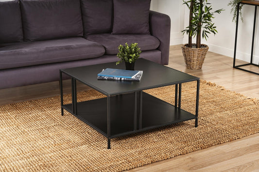 Black Coffee Table For Living Room, Central Coffee Table