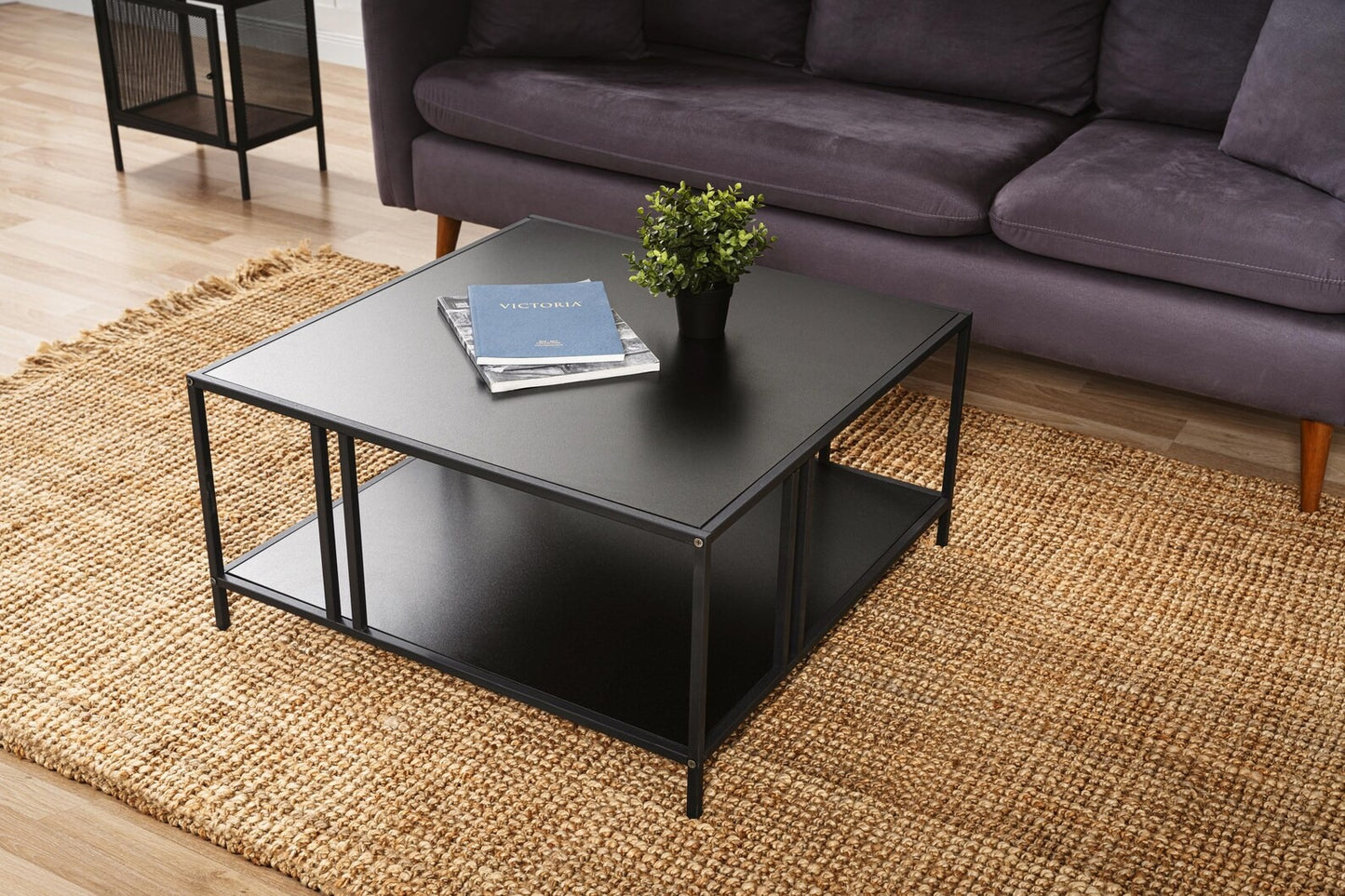 Black Coffee Table For Living Room, Central Coffee Table