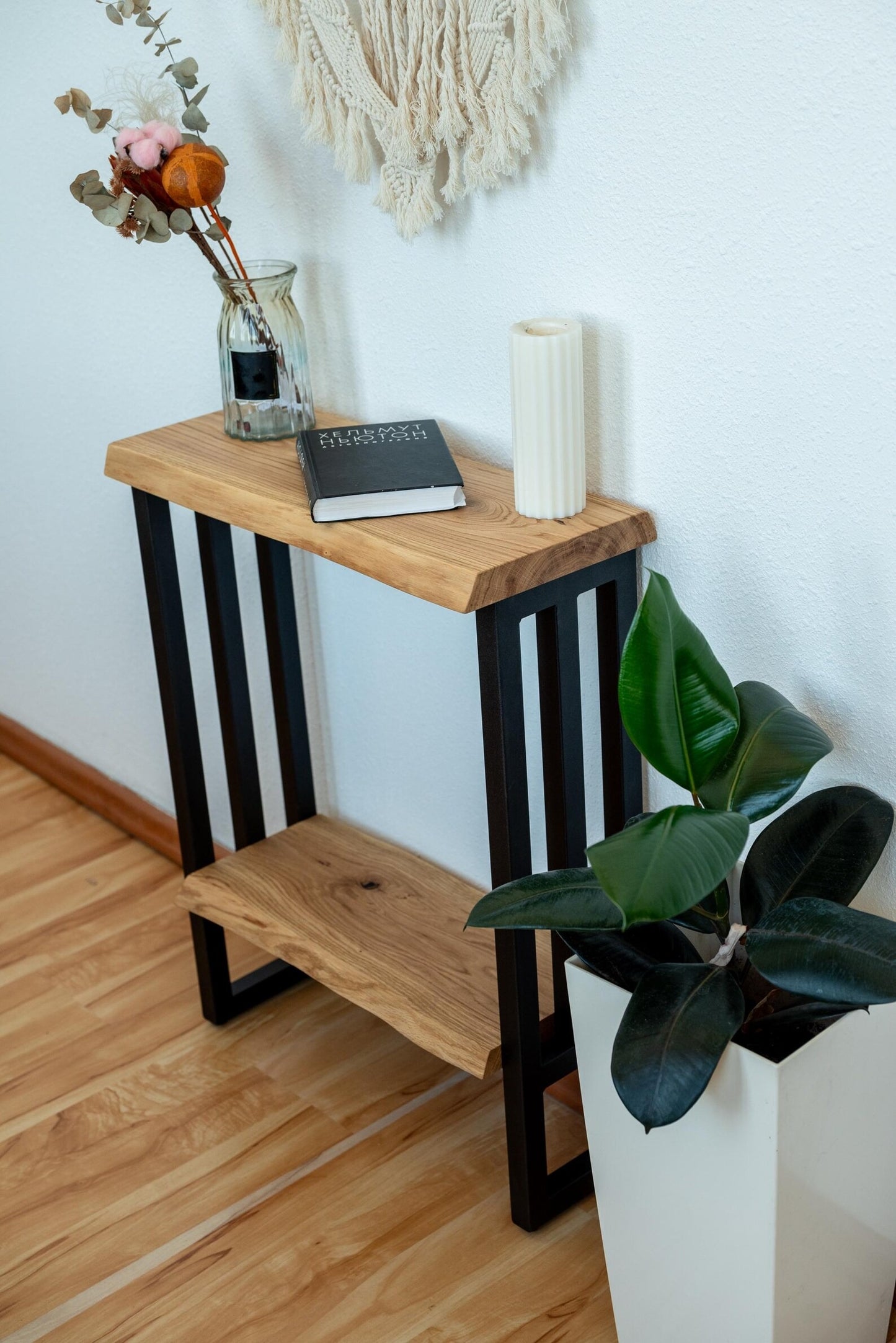 Live Edge Console Table with Shelf