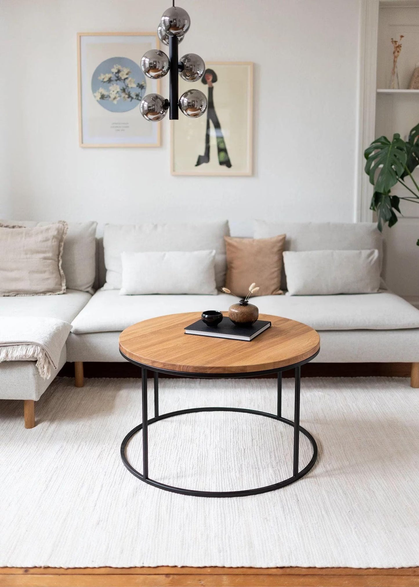 Round Coffee Table Made from Natural Wood