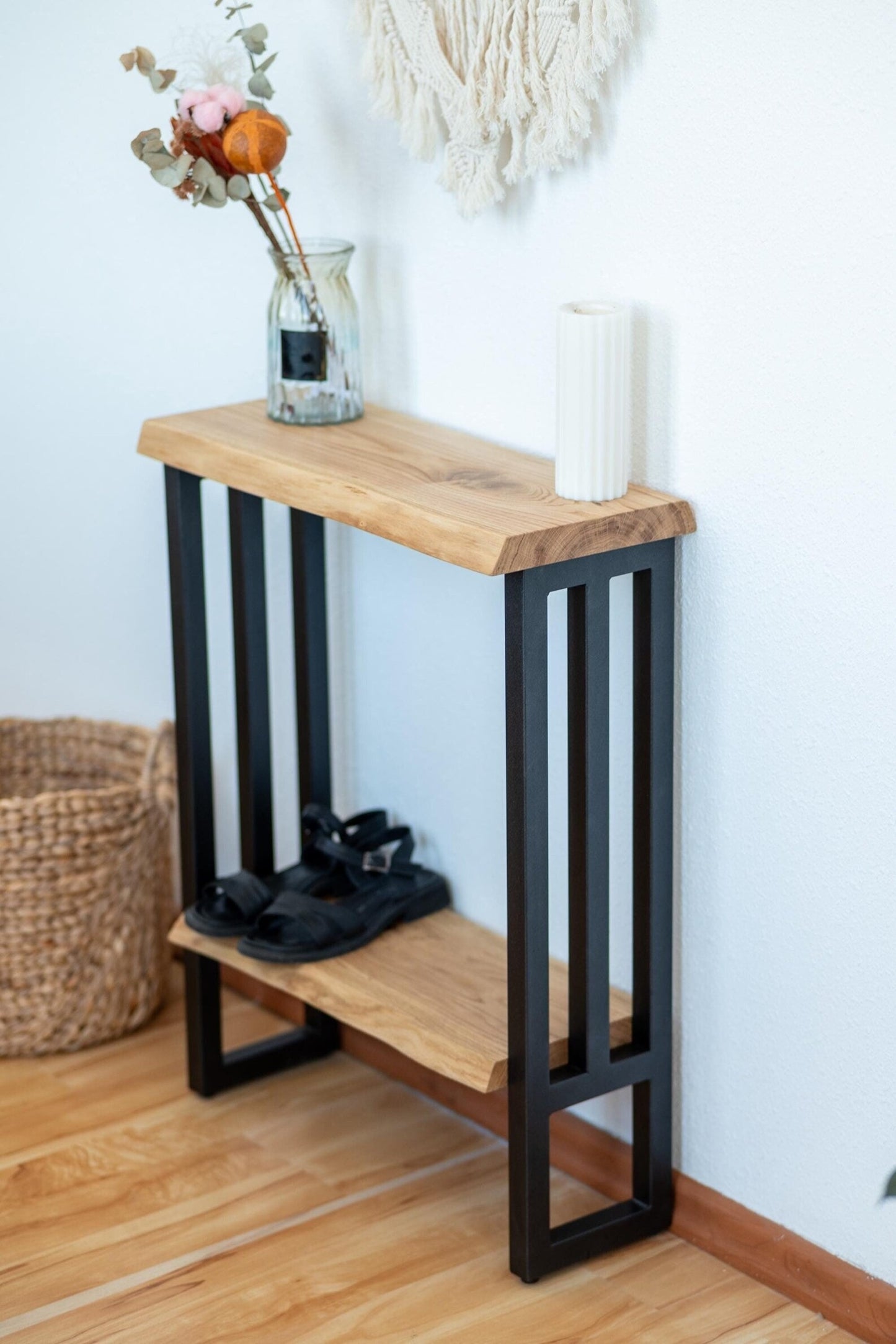 Live Edge Console Table with Shelf