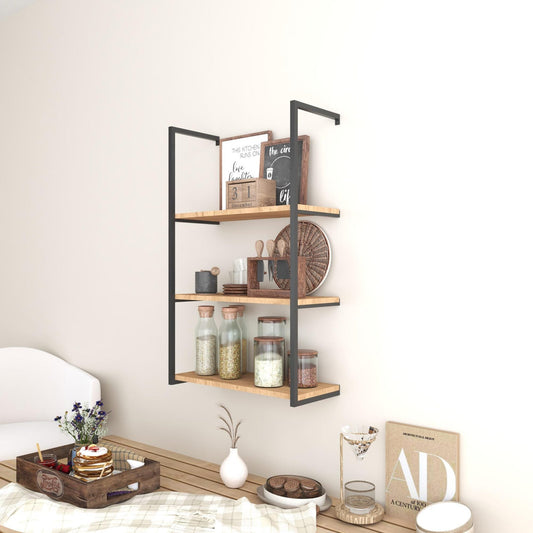 Wall Shelf with Metal Brackets 3 Tier