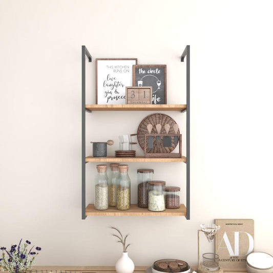 Wall Shelf with Metal Brackets 3 Tier