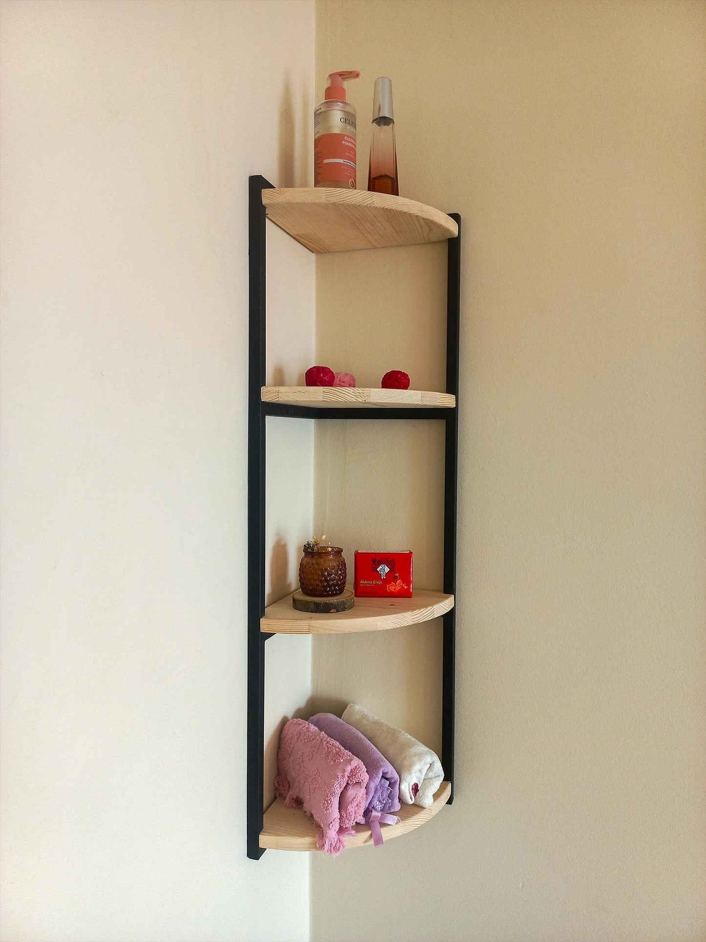 Corner Shelves for Wall, Metal Wood Shelf, Bookshelf