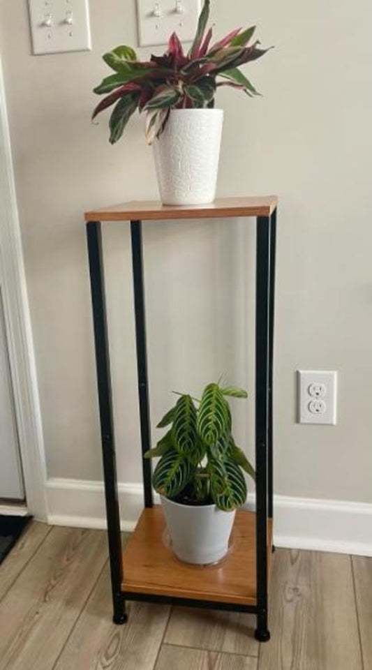 2 Tier Metal Wood Plant Stand, Indoor Plant Stand