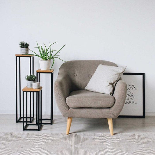 Modern Metal and Wood Plant Stand