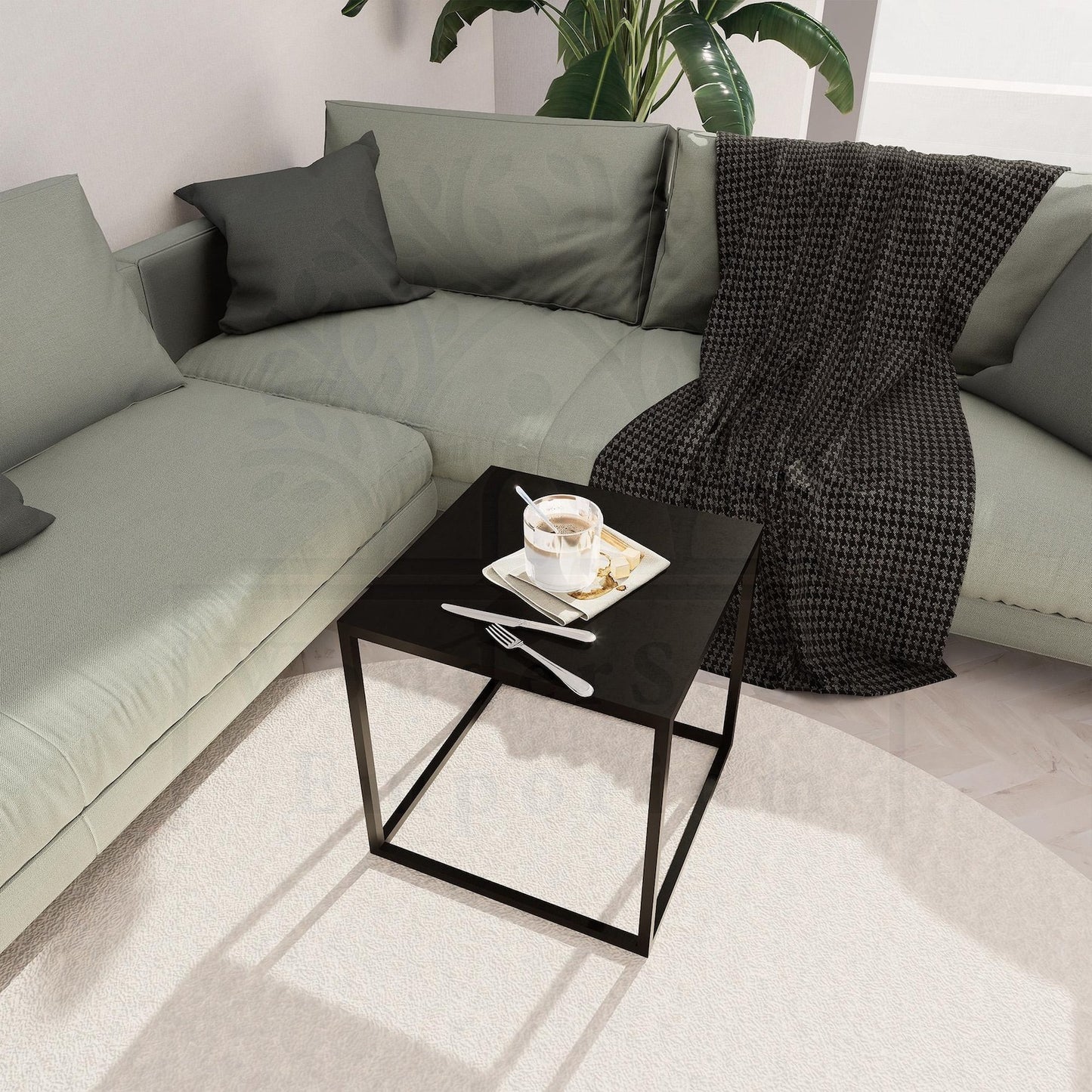 Square Metal Modern Profile Coffee Table