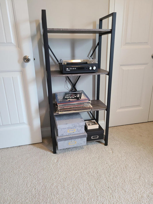 Multi Tier Bookshelf, Industrial Wood & Metal Bookcase