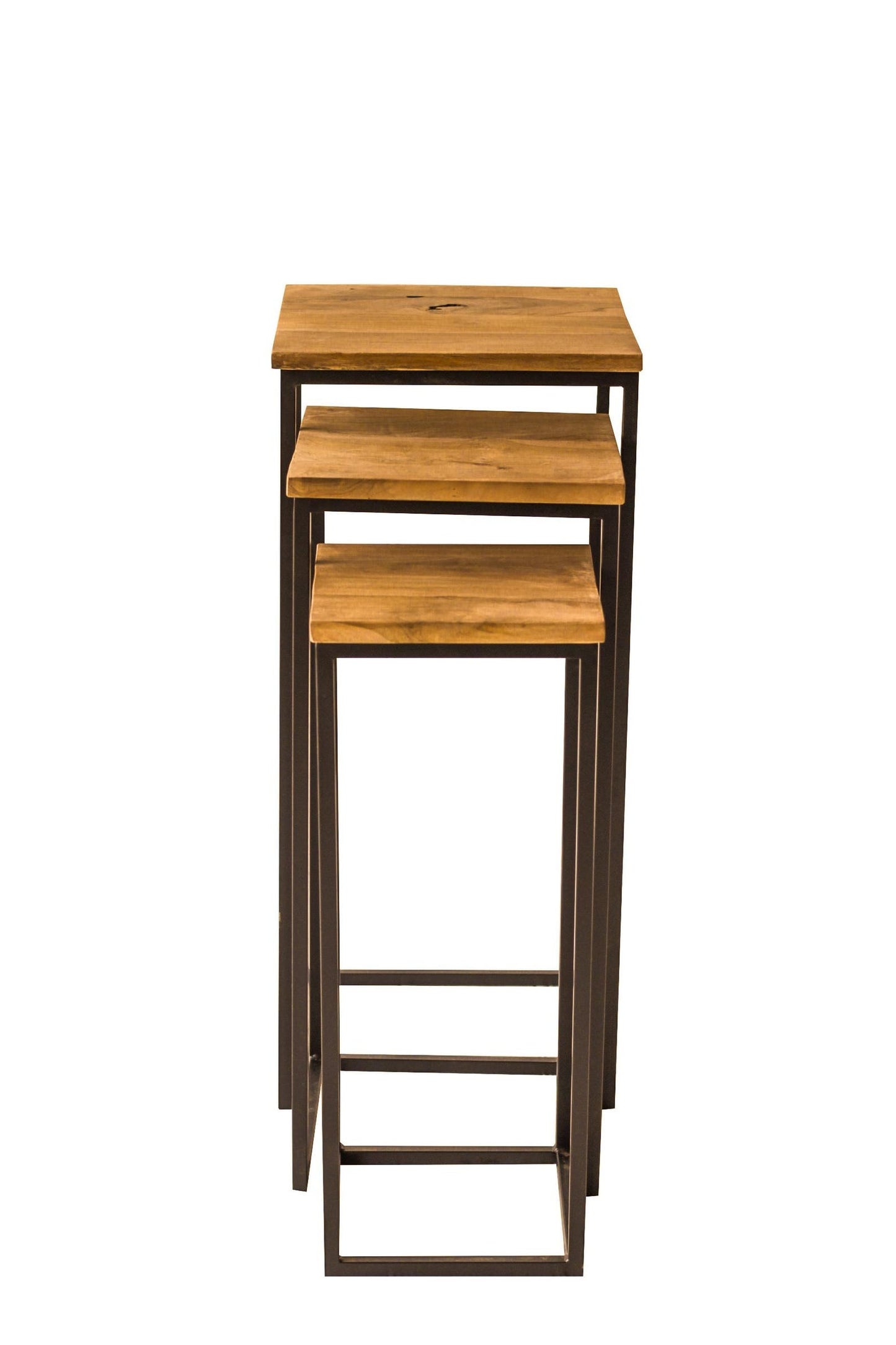 Narrow Solid Wood Nesting Tables, Set of 3 Side Tables
