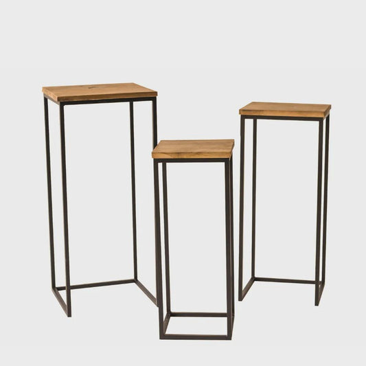 Narrow Solid Wood Nesting Tables, Set of 3 Side Tables