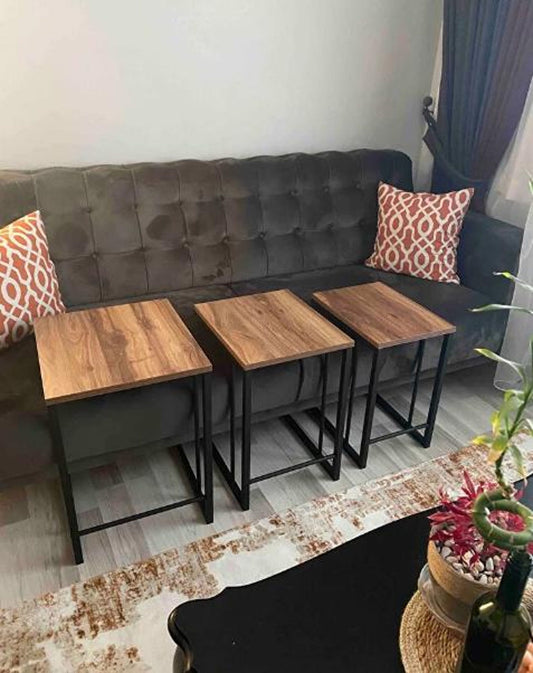 Metal C Industrial Nesting Side Tables