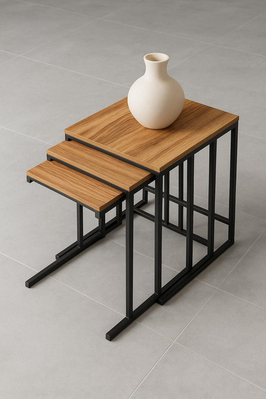 Metal C Industrial Nesting Side Tables