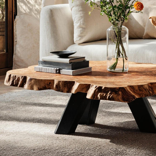 Modern Solid Wood Coffee Table Live Edge