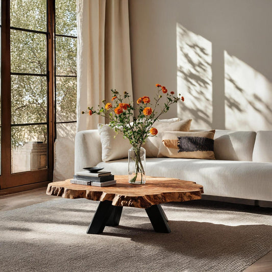 Modern Solid Wood Coffee Table Live Edge