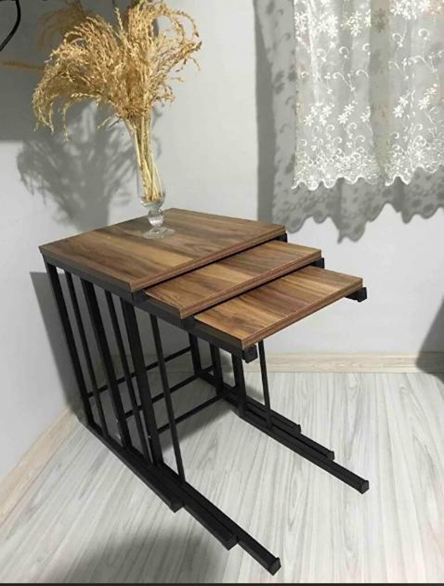 Metal C Industrial Nesting Side Tables