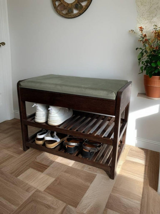 Wood shoe storage bench