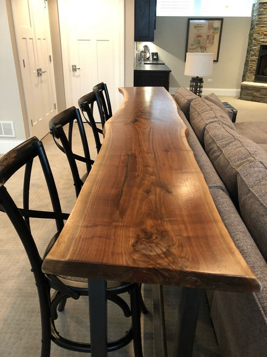 Live Edge Sofa Table – Handcrafted Solid Sheesham Wood Home Bar Table | Rustic Console Table, Minimalist Entryway Furniture, Natural Edge Design