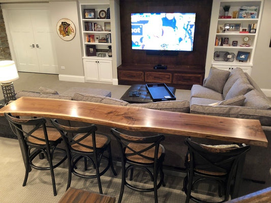 Live Edge Sofa Table – Handcrafted Solid Sheesham Wood Home Bar Table | Rustic Console Table, Minimalist Entryway Furniture, Natural Edge Design