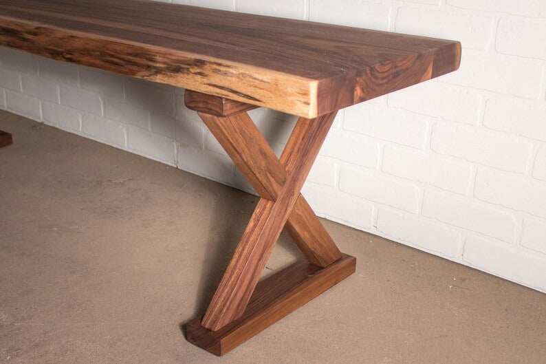 Farmhouse Dining Bench, Live Edge sheesham Bench, Live Edge Wood Bench, Custom Wood Dining Bench