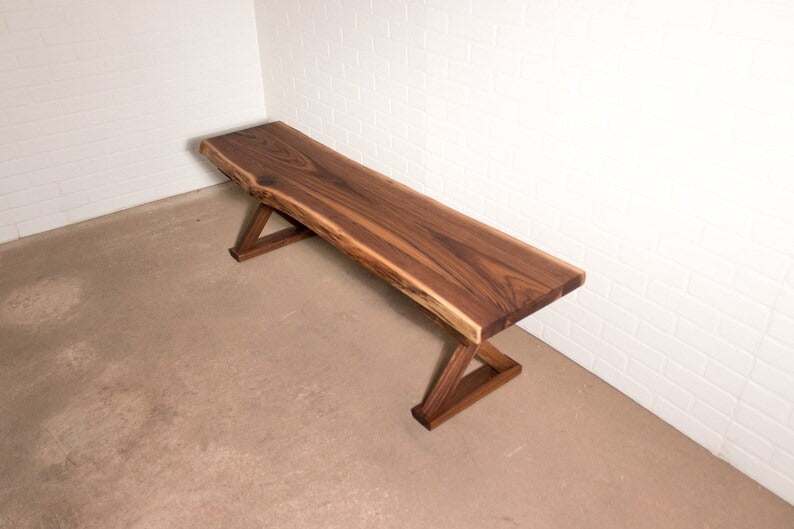 Farmhouse Dining Bench, Live Edge sheesham Bench, Live Edge Wood Bench, Custom Wood Dining Bench