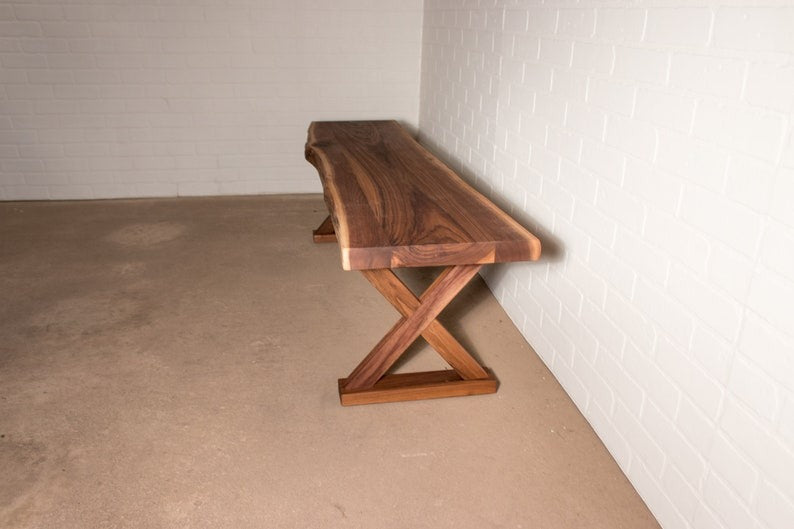 Farmhouse Dining Bench, Live Edge sheesham Bench, Live Edge Wood Bench, Custom Wood Dining Bench