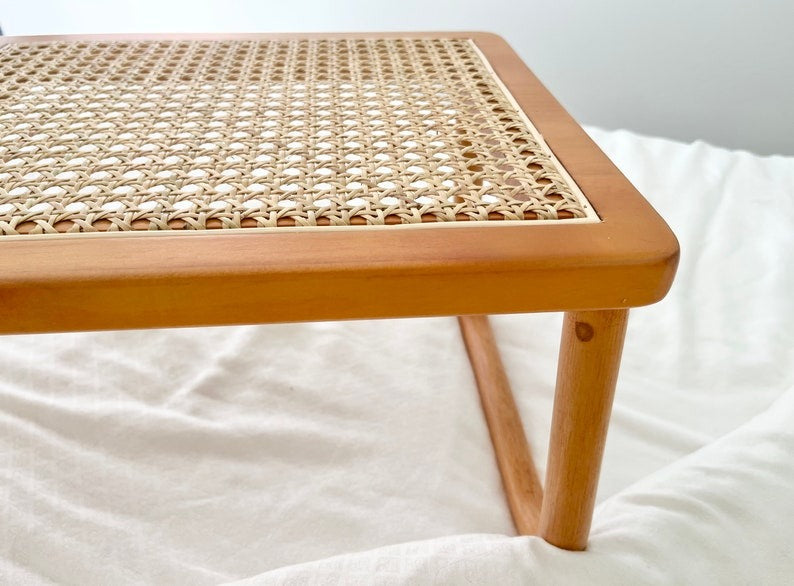 Retro Handcrafted Rattan Bed Tray Table/ Table Tray/ Bed Station