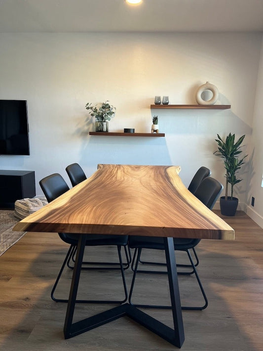 Custom Live Edge Sheesham Dining Table – | Handcrafted Rustic Dine Table for Home, Café & Modern Interiors