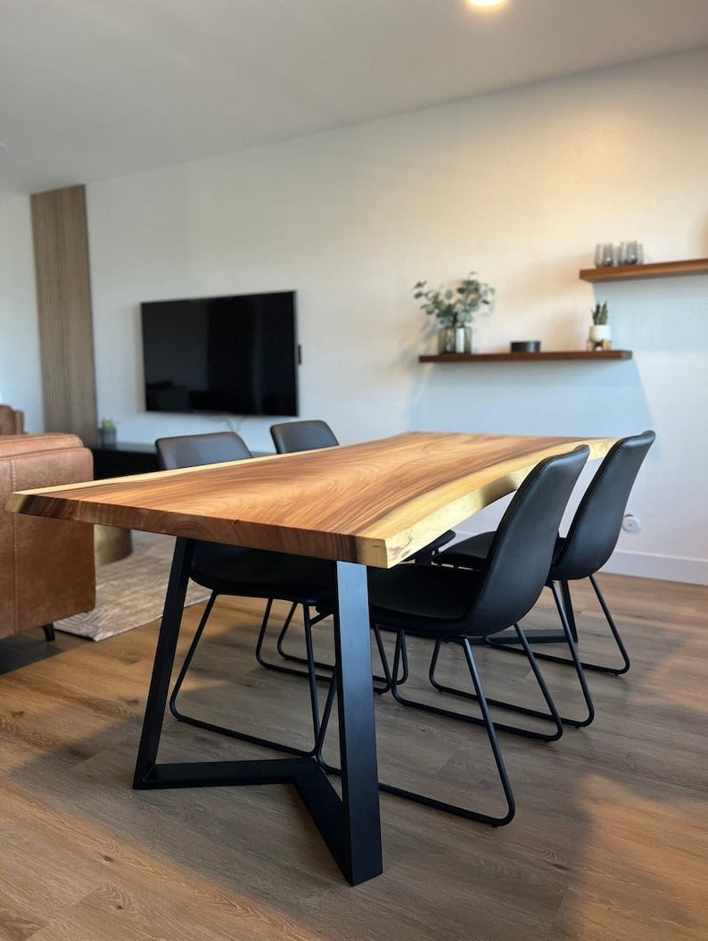 Custom Live Edge Sheesham Dining Table – | Handcrafted Rustic Dine Table for Home, Café & Modern Interiors