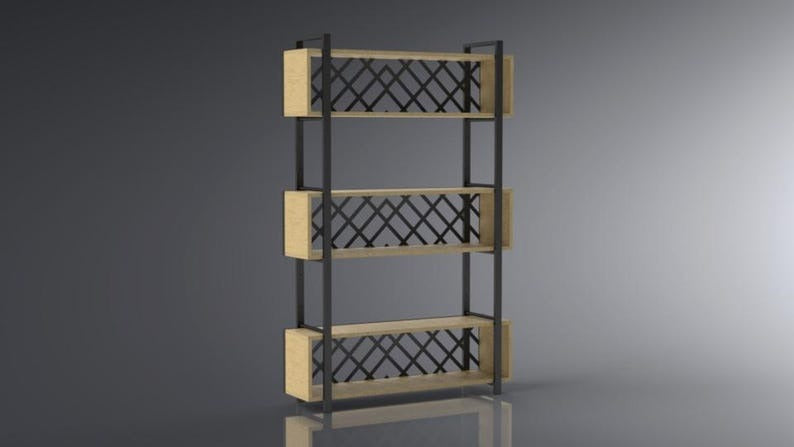 Wood & Metal Modern Bookshelf