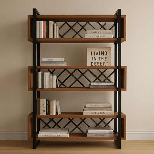 Wood & Metal Modern Bookshelf