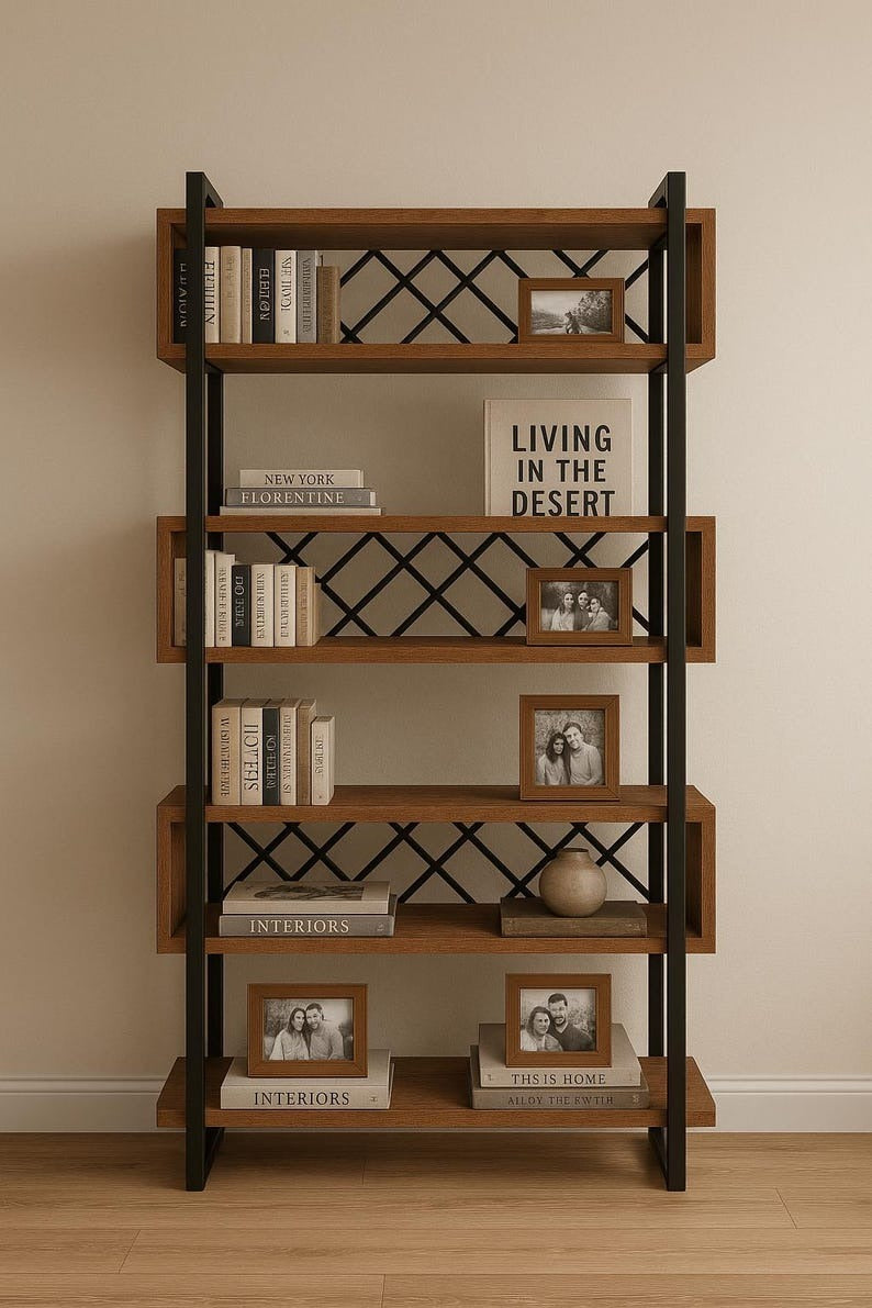 Wood & Metal Modern Bookshelf